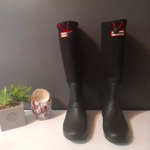 Hunter tall canvas mix Wellington boots